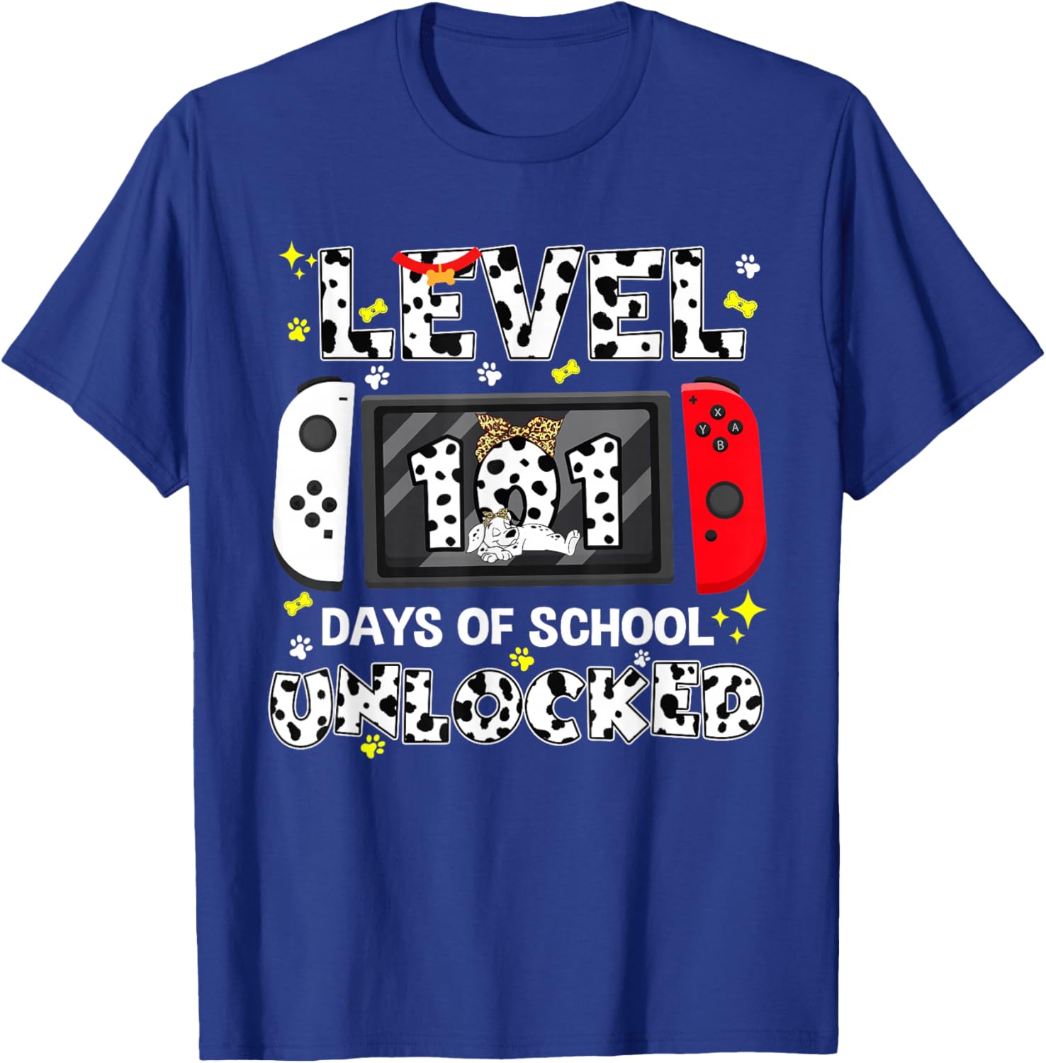 Level Unlocked Game Controller 101 Days School 100 Days T-Shirt - T-Shirt | Royal