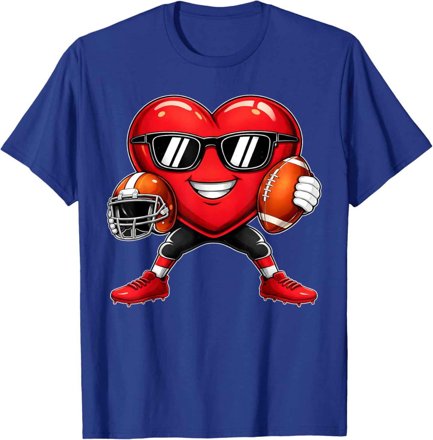 Funny Valentine Heart Football Boy Kid T-Shirt - T-Shirt | Royal