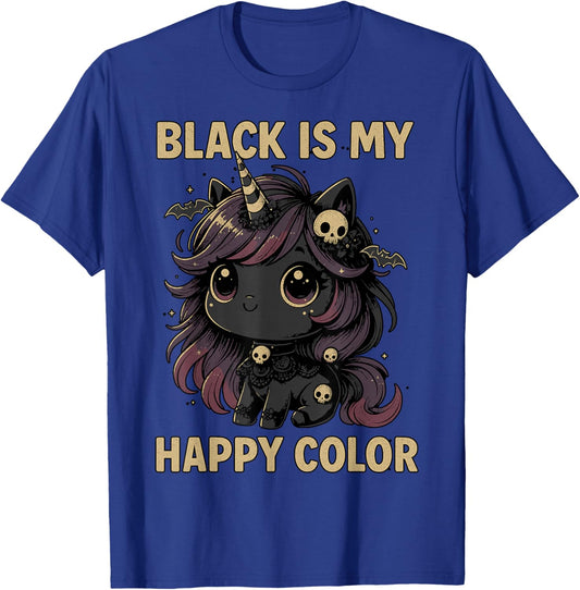 Emo Unicorn Black is My Happy Color Gothic T-Shirt - T-Shirt | Royal