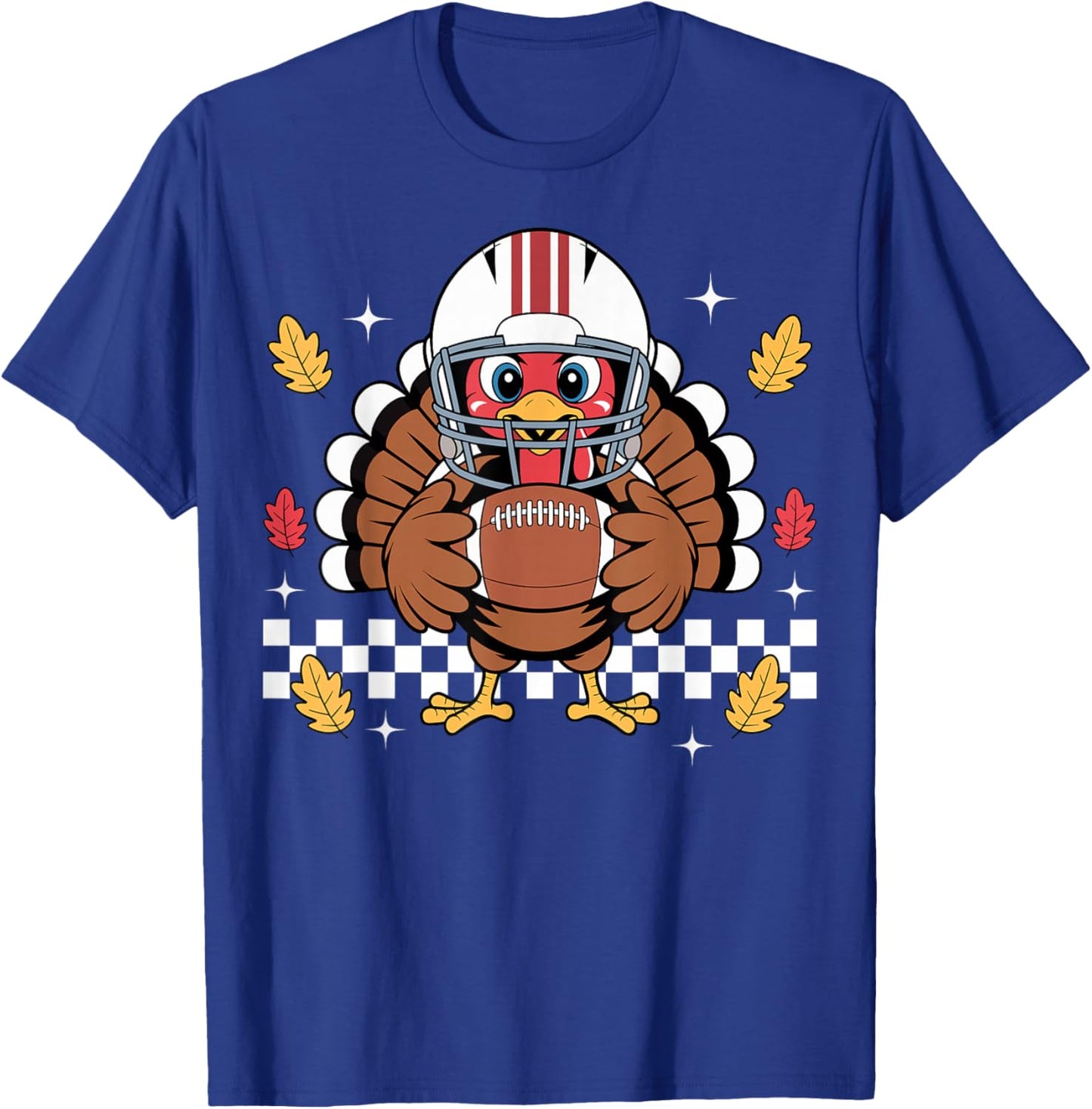 Retro Thanksgiving Turkey Football Toddler Boys Kids T-Shirt - T-Shirt | Royal