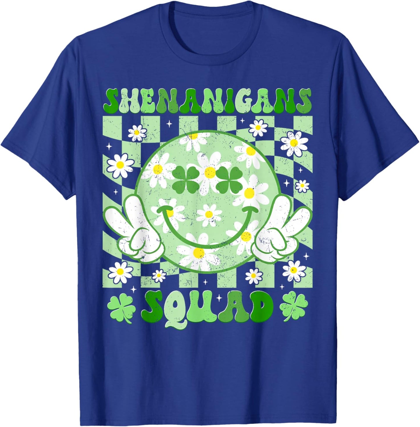Shenanigans Squad Peace Sign Shamrock St Patricks Girl Women T-Shirt - T-Shirt | Royal