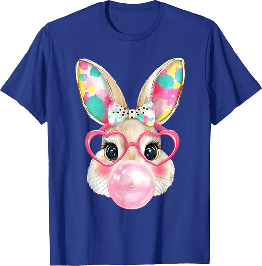 Easter Day Bunny Rabbit Face Bubble Gum Colorful Girl Women T-Shirt - T-Shirt | Royal