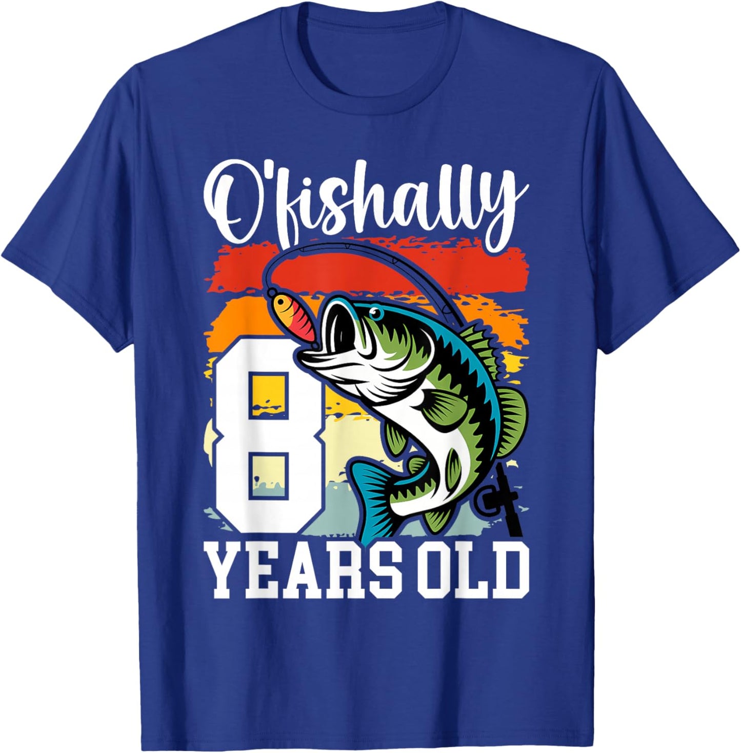 Ofishally 8 Years Old Fisherman 8th Birthday Fishing T-Shirt - T-Shirt | Royal