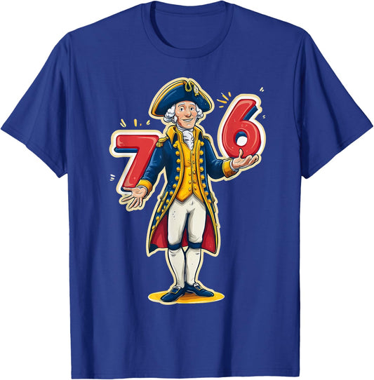 6-7 7-6 George Washington Shirt Six Seven American Design T-Shirt - T-Shirt | Royal