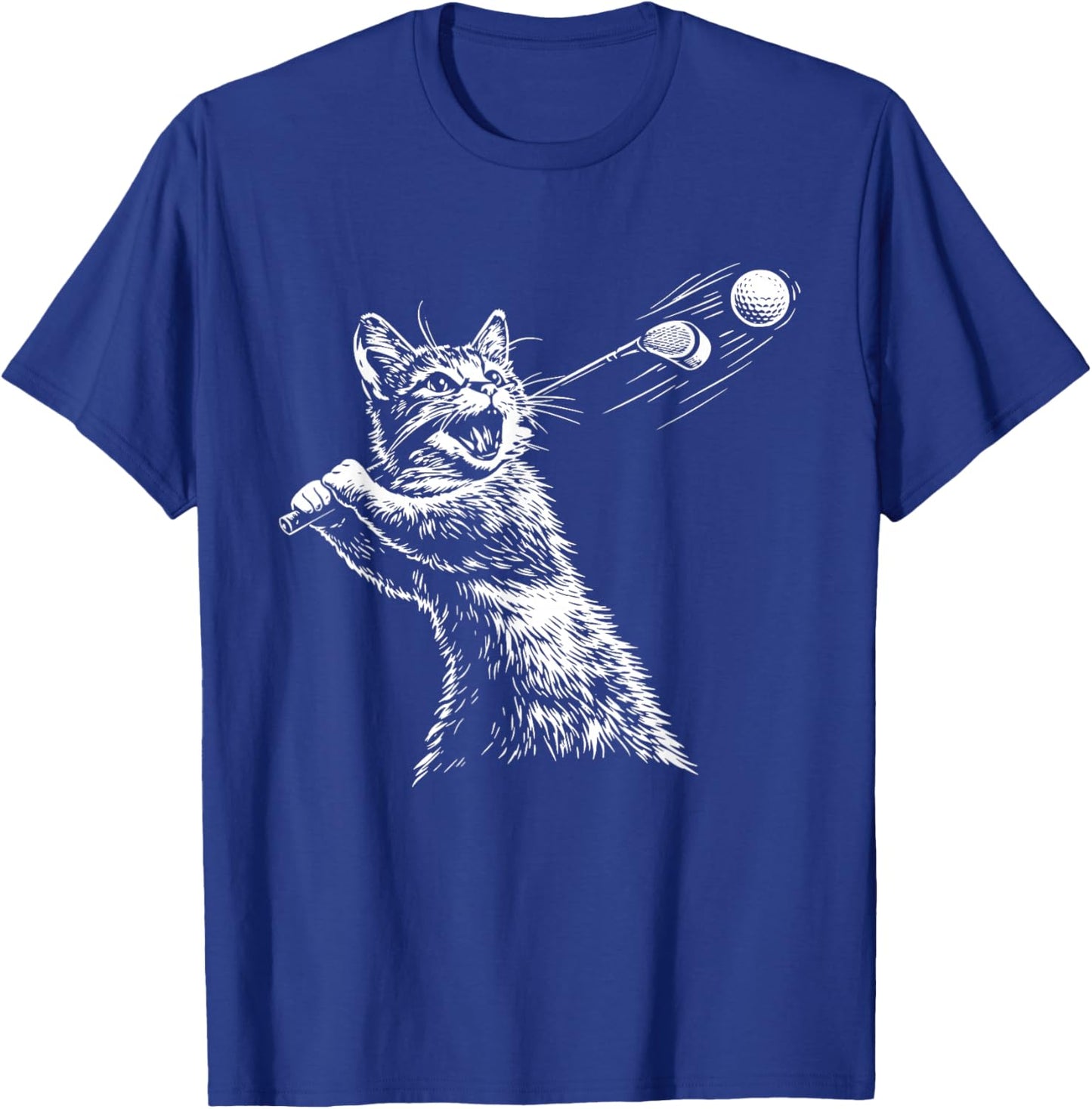 Funny Cat Golfer Golfing Golf T-Shirt - T-Shirt | Royal