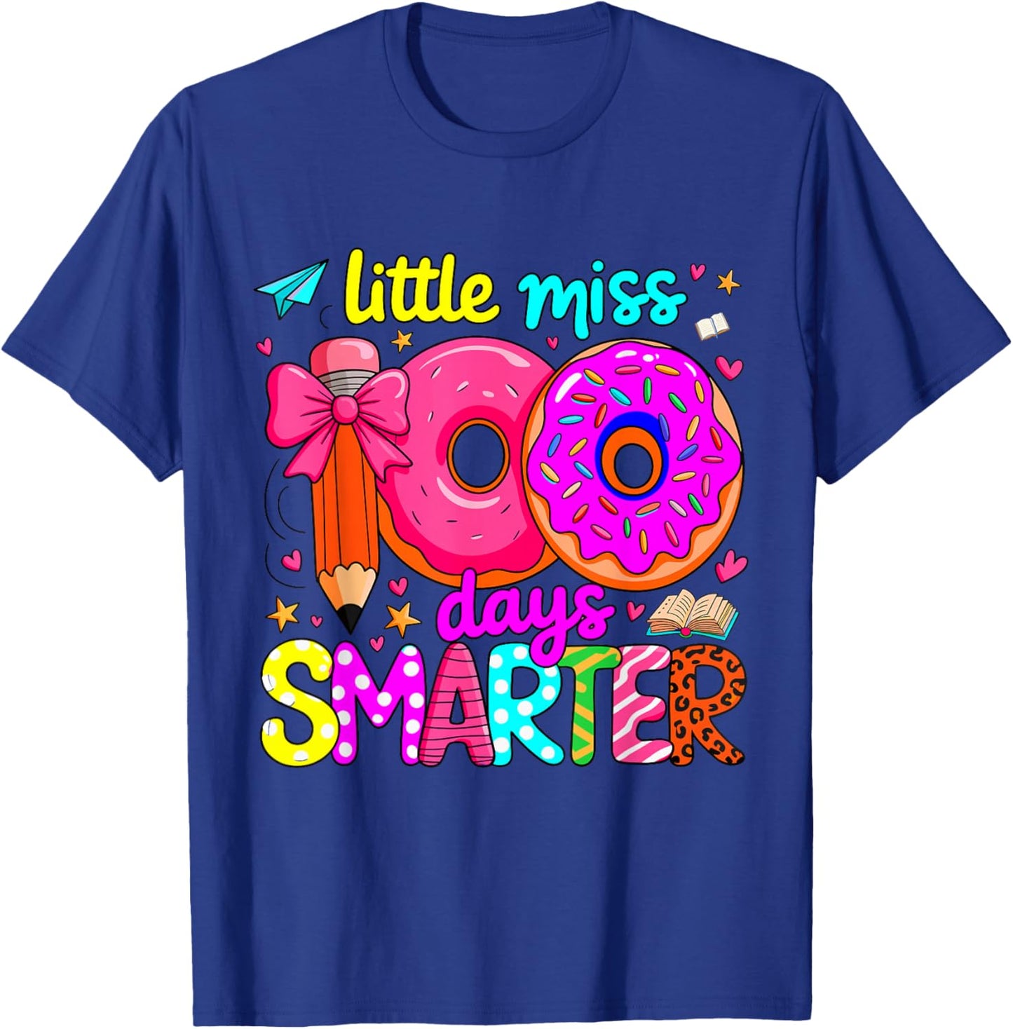 Little Miss 100 Days Smarter Kids Girls for Teacher T-Shirt - T-Shirt | Royal