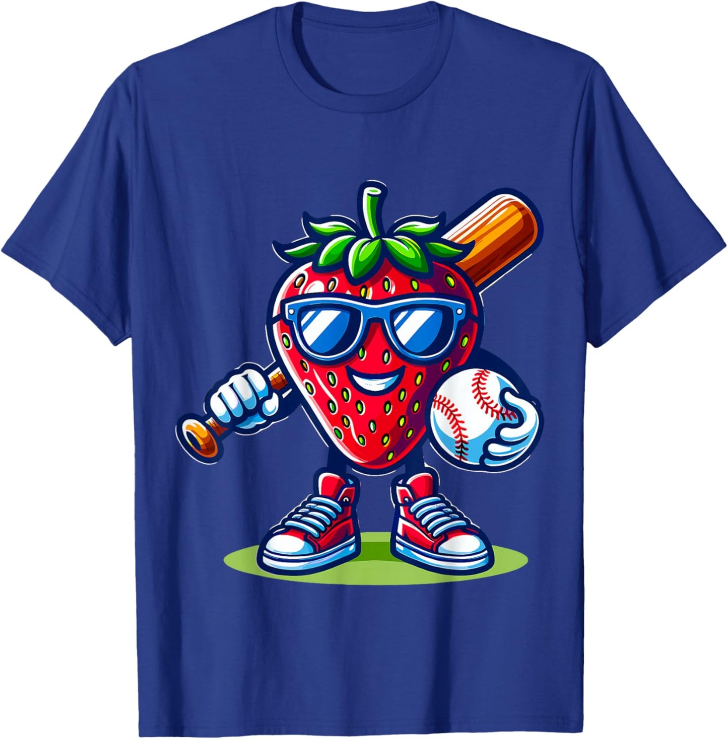 Strawberry Baseball Player T-Shirt - T-Shirt | Royal