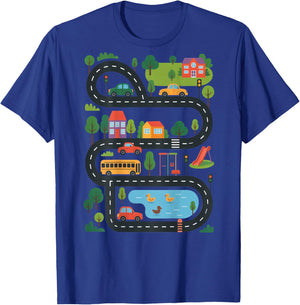 (On Back) Tired Dads Club Car Race Track On Dad Daddy T-Shirt - T-Shirt | Royal