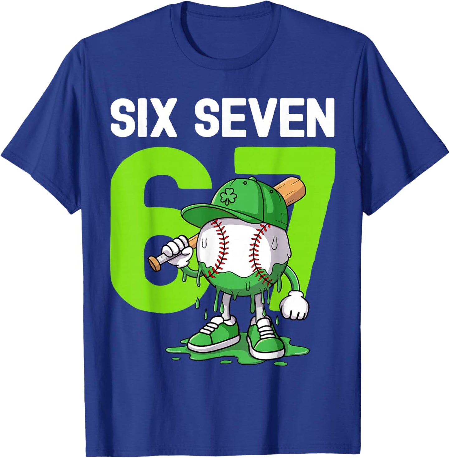 Boys St Patricks Day 67 Six Seven Baseball Ice Cream Drip T-Shirt - T-Shirt | Royal