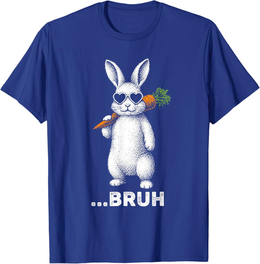 Bruh Bunny Face with Sunglasses Easter Day for Boys Men Kids T-Shirt - T-Shirt | Royal