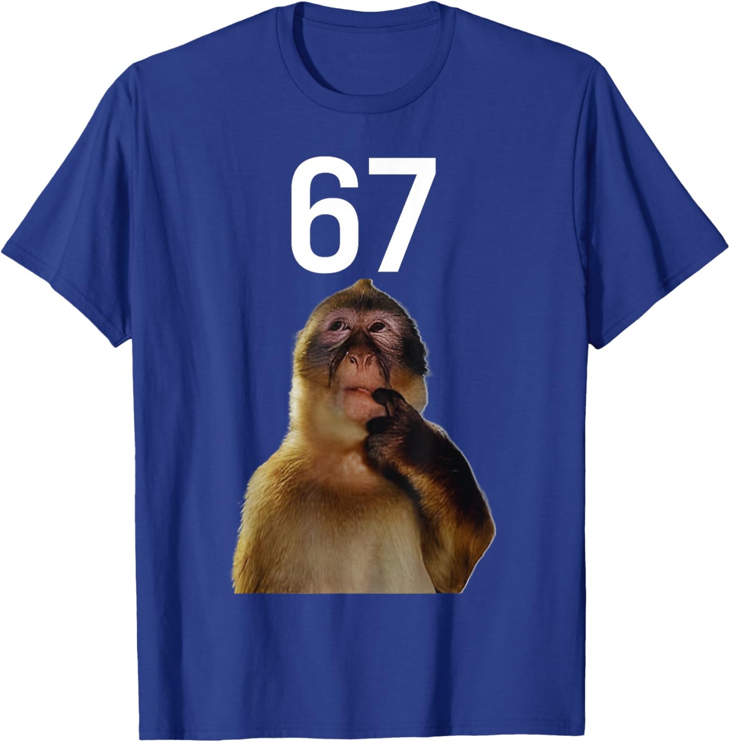 Monkey Thinking 67 Funny Six Seven Monkey Meme Brainrot Gift T-Shirt - T-Shirt | Royal