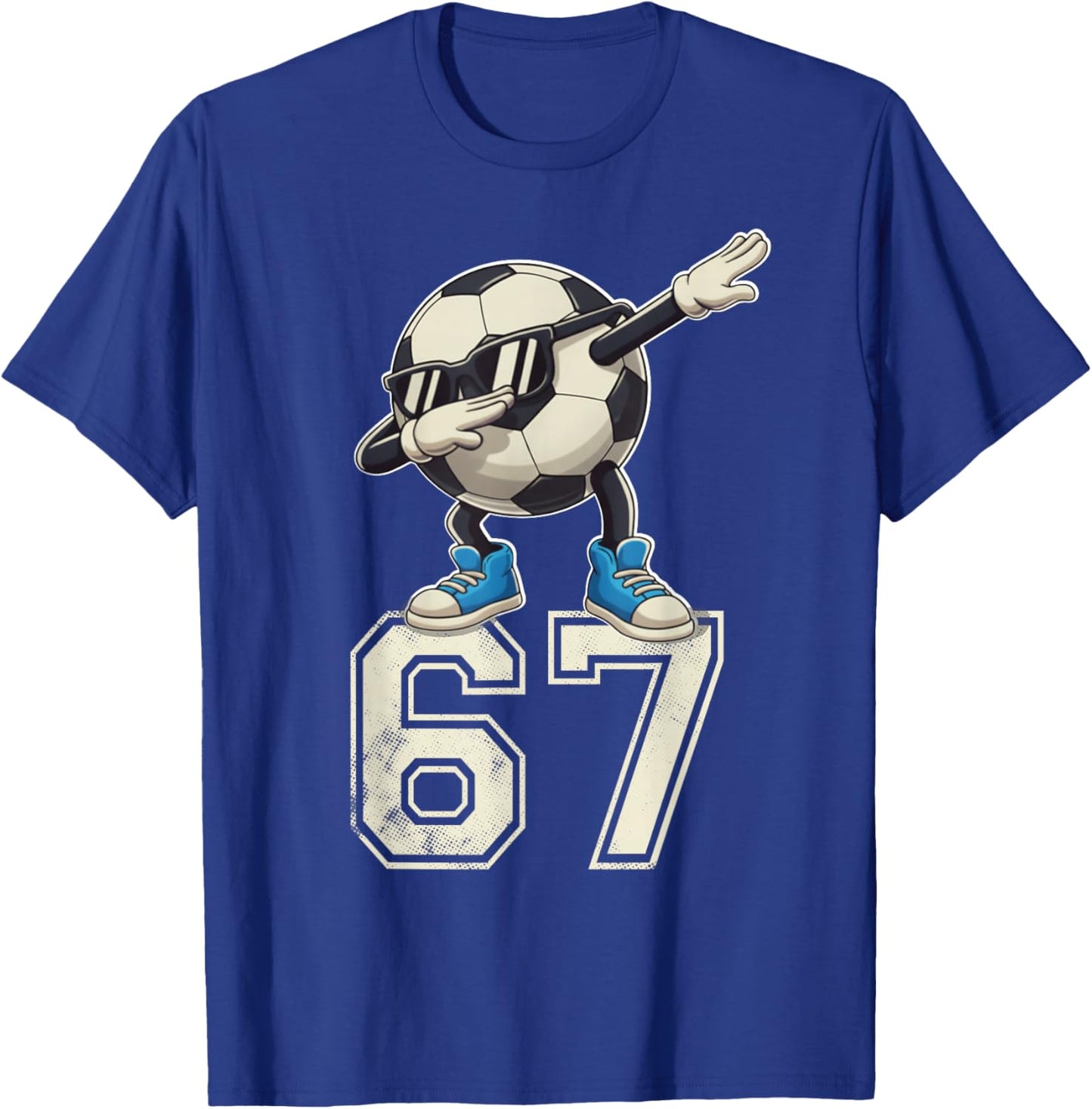 Boys Kids 67 Six Seven Sunglasses Dabbing Soccer Ball Lover T-Shirt - T-Shirt | Royal
