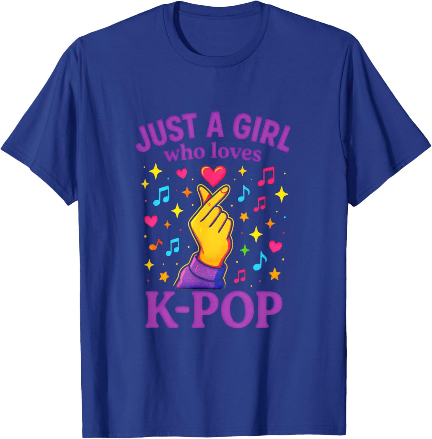 Just A Girl Who Loves K-Pop - Music Heart Stars T-Shirt - T-Shirt | Royal