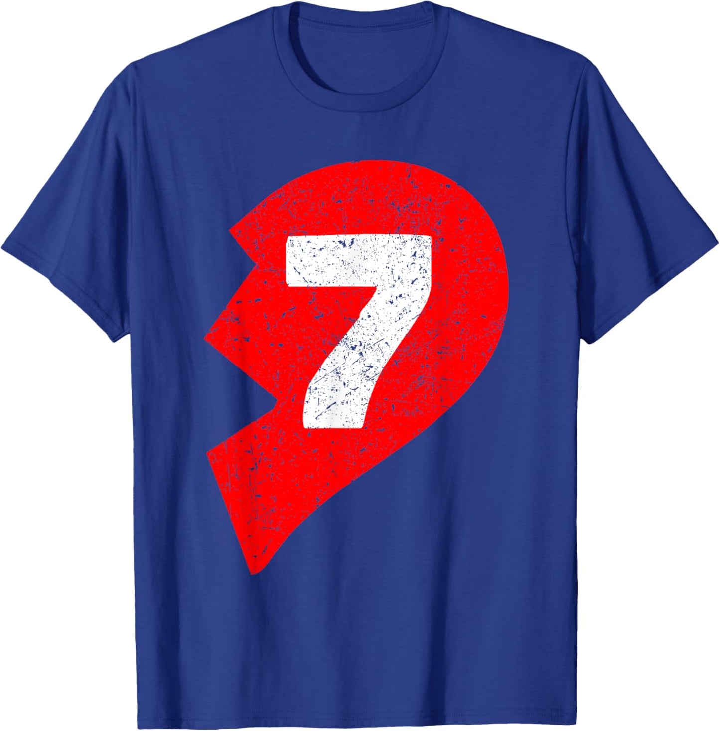 Number 7 Funny Matching Couple Friends Valentines Heart 67 T-Shirt - T-Shirt | Royal