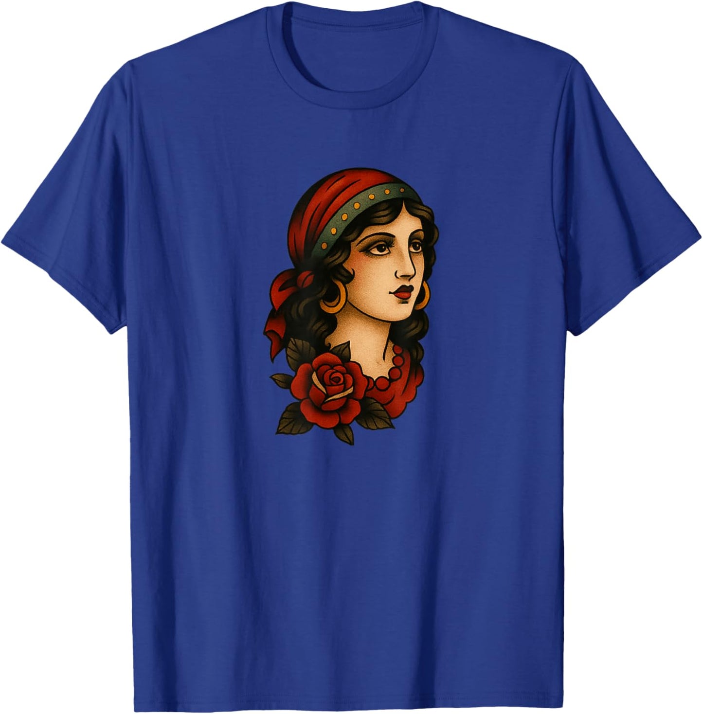 Traditional Vintage Tattoo Woman Design T-Shirt - T-Shirt | Royal