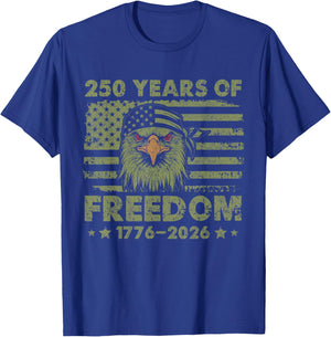 250 Years 1776-2026 250th Birthday Eagle Liberty T-Shirt - T-Shirt | Royal