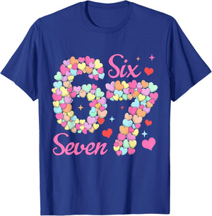 Funny 67 Valentine Six Seven Candy Heart 6 7 Meme Kids Girl T-Shirt - T-Shirt | Royal