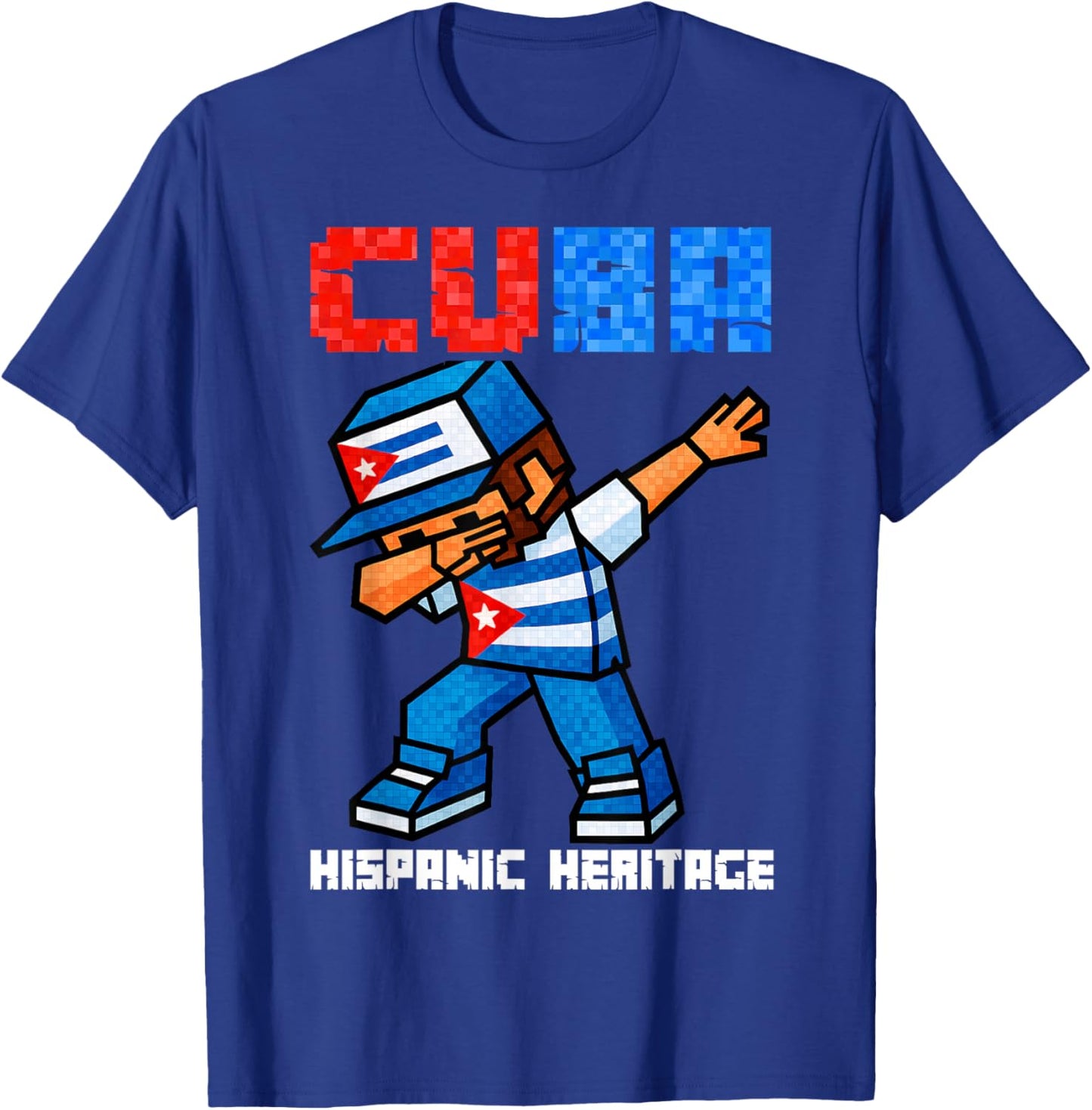 Cuba Dabbing Boys Game Pixel Hispanic Heritage Cuban Kids T-Shirt - T-Shirt | Royal