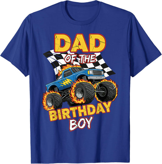 Dad of The Birthday Boy Monster Truck Birthday Family T-Shirt - T-Shirt | Royal