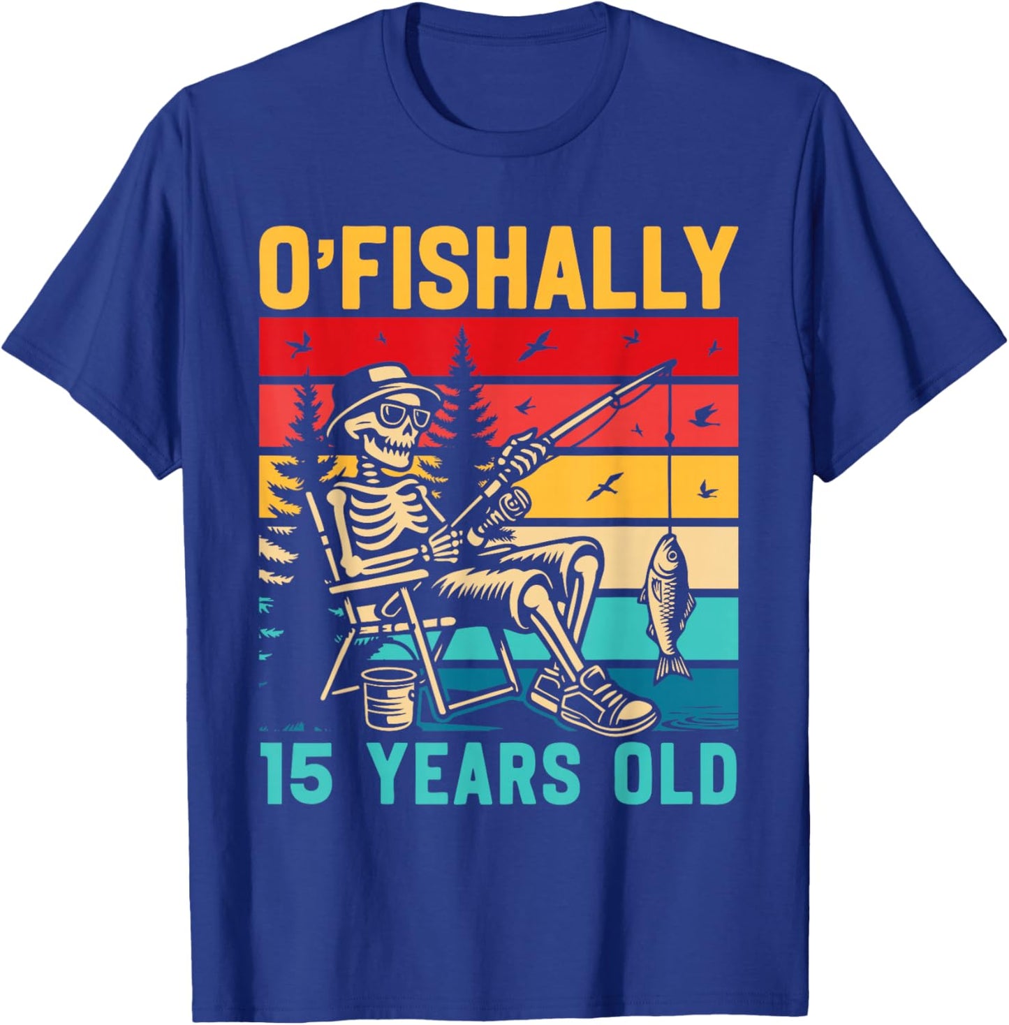 Ofishally 15 Years Old Fisherman 15th Birthday Fishing Boys T-Shirt - T-Shirt | Royal