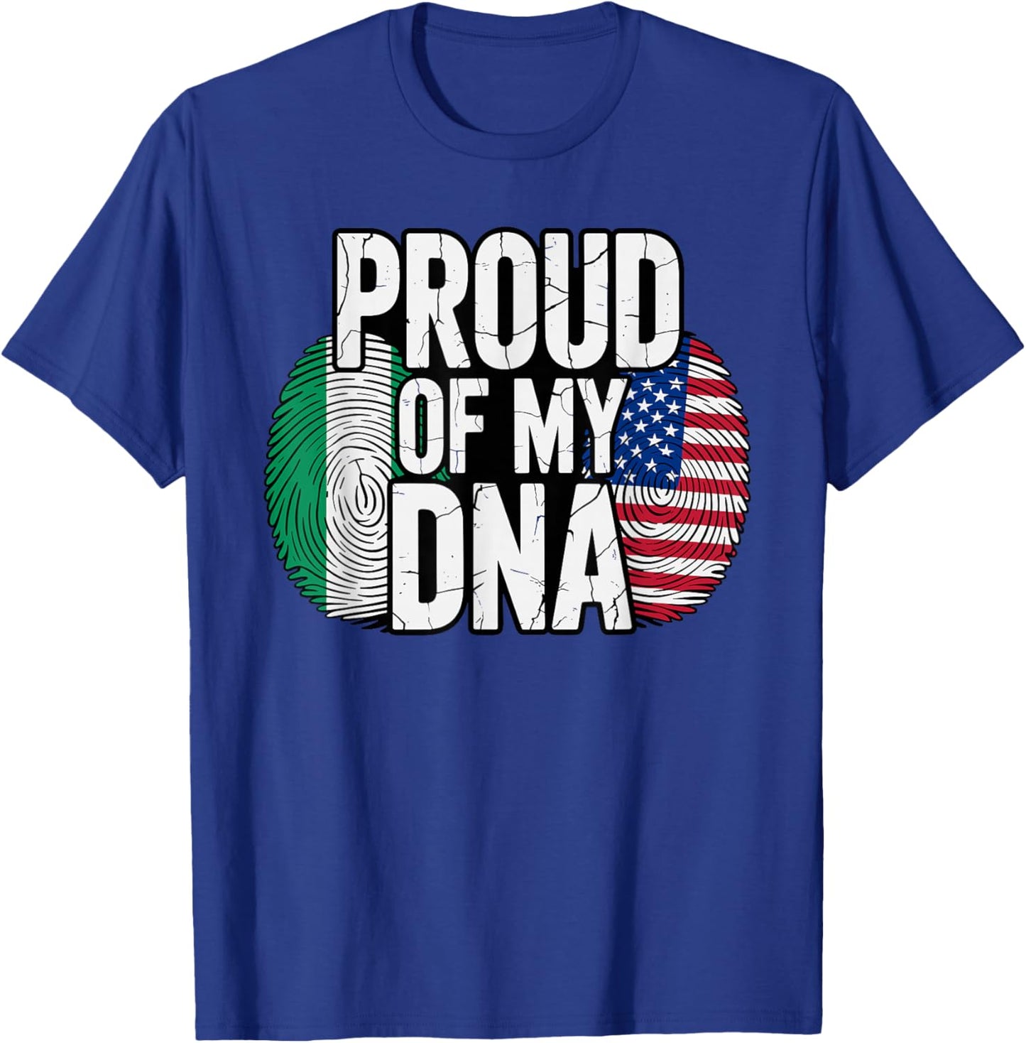 Proud of My DNA Half American Nigerian Roots Nigeria USA T-Shirt - T-Shirt | Royal
