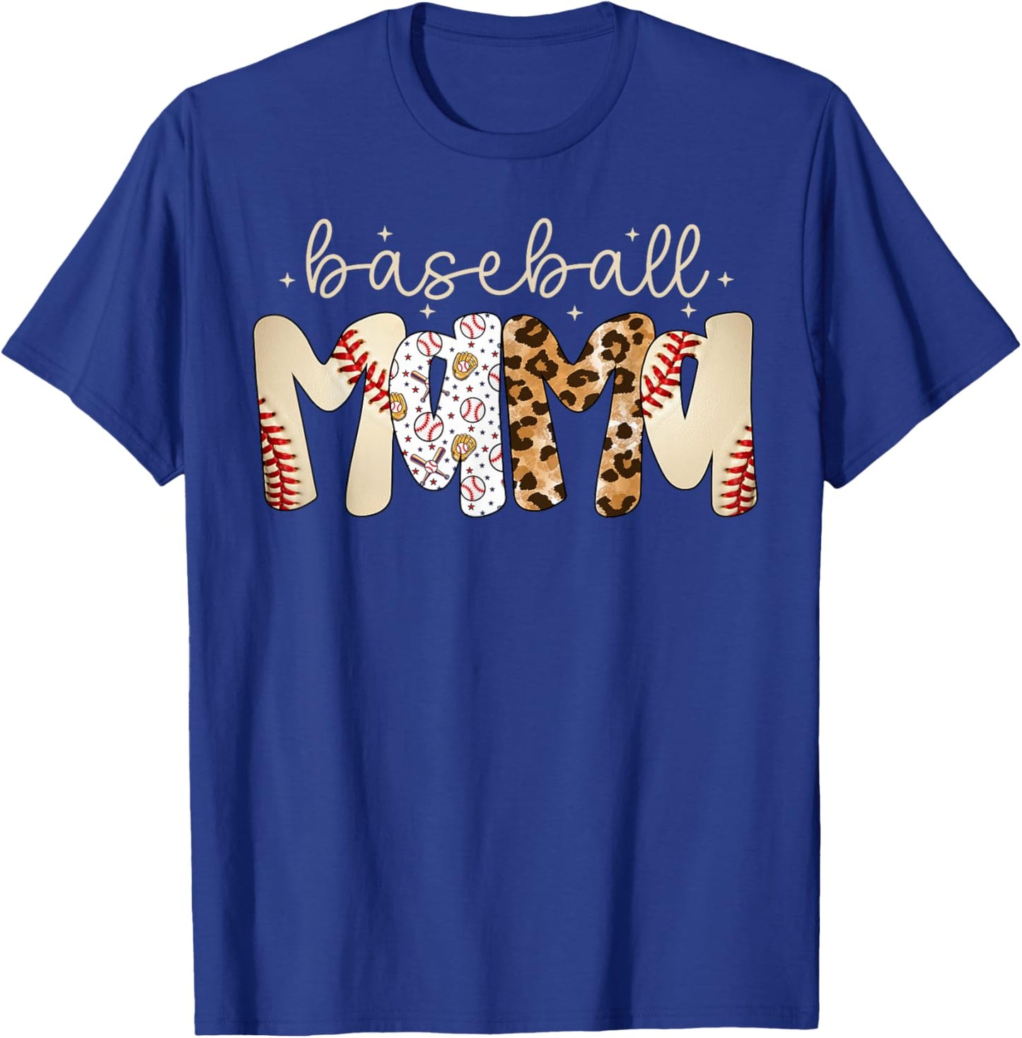 Baseball Mama Leopard Baseball Mom Mother's Day T-Shirt - T-Shirt | Royal