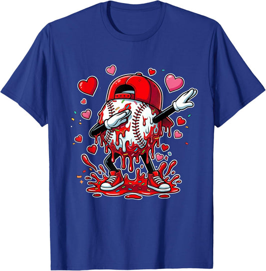 Valentines Baseball Toddler Boys Kids Dabbing Baseball Drip T-Shirt - T-Shirt | Royal