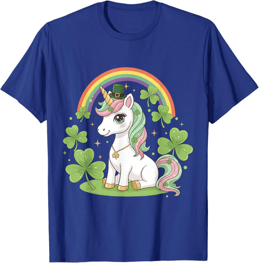 Cute St Patricks Day Unicorn Girls Kids Toddler Lepricorn T-Shirt - T-Shirt | Royal