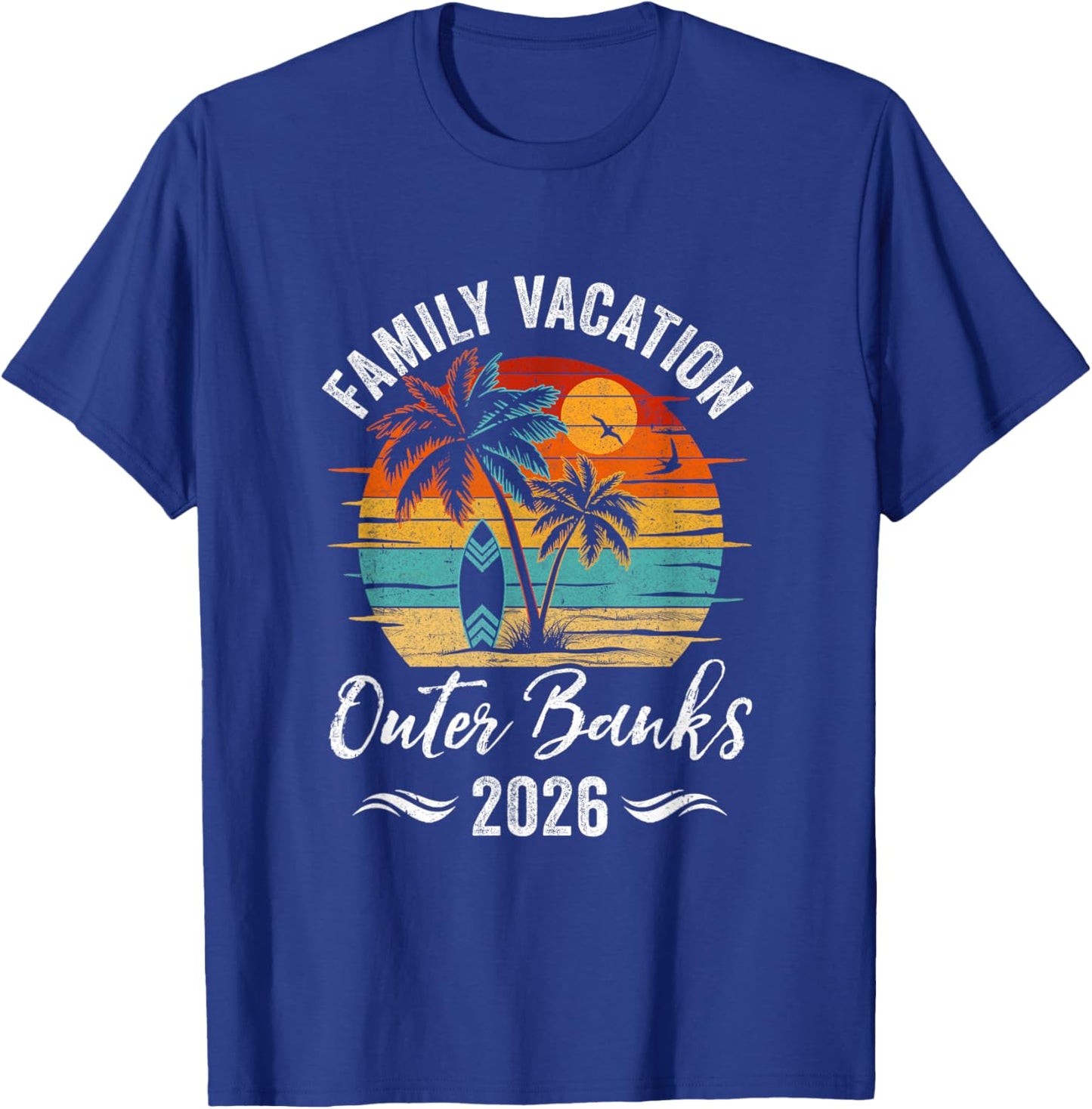Family Vacation 2026 Vintage Outer Banks Summer Matching T-Shirt - T-Shirt | Royal