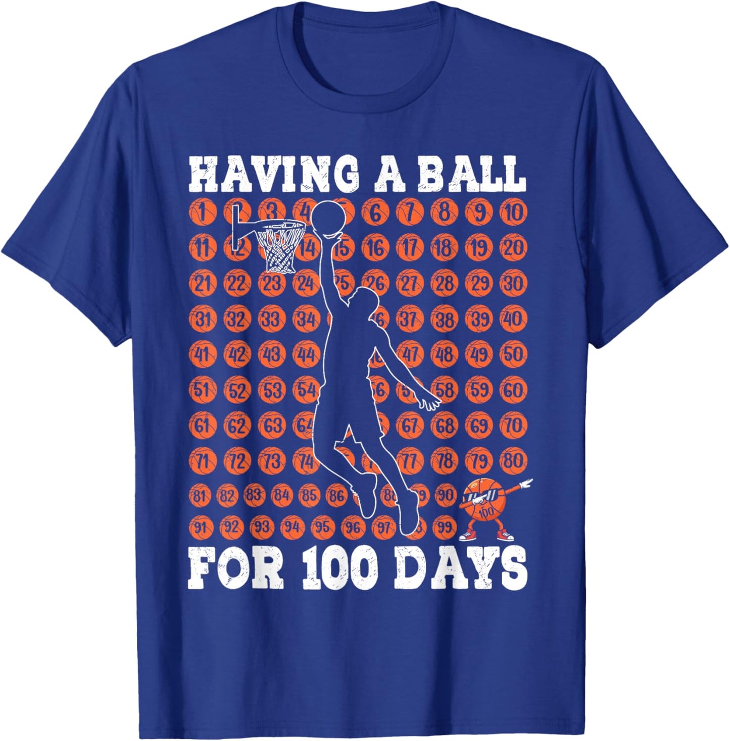 Boys 100 Days of School Basketball 100th Day of School Kids T-Shirt - T-Shirt | Royal