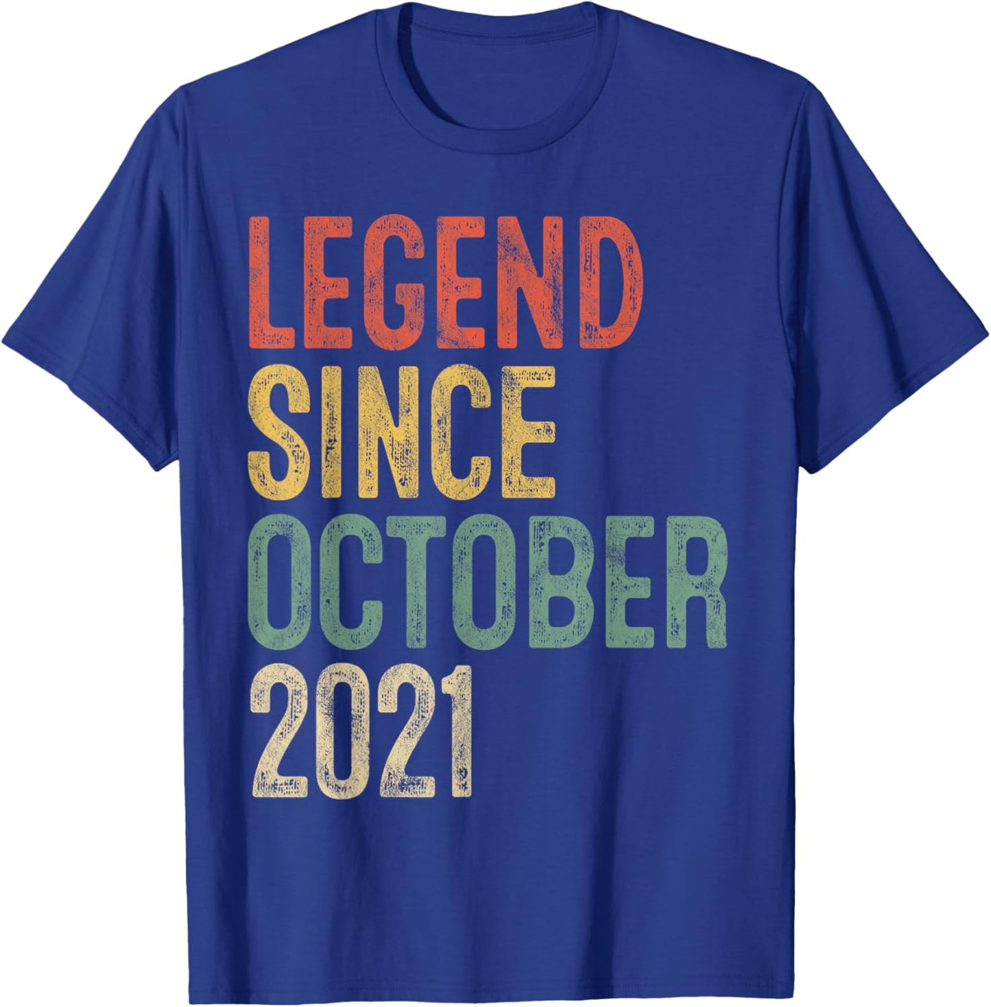 Legend October 2021 4th Birthday Boy Girl 4 Year Old T-Shirt - T-Shirt | Royal