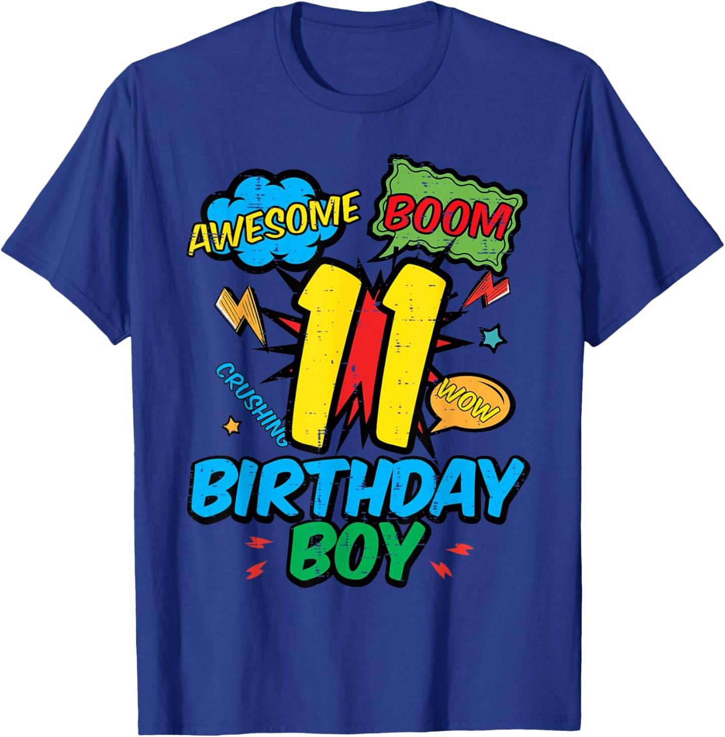 11 Birthday Boy Comic 11th Bday Superhero Party Boys Kids T-Shirt - T-Shirt | Royal