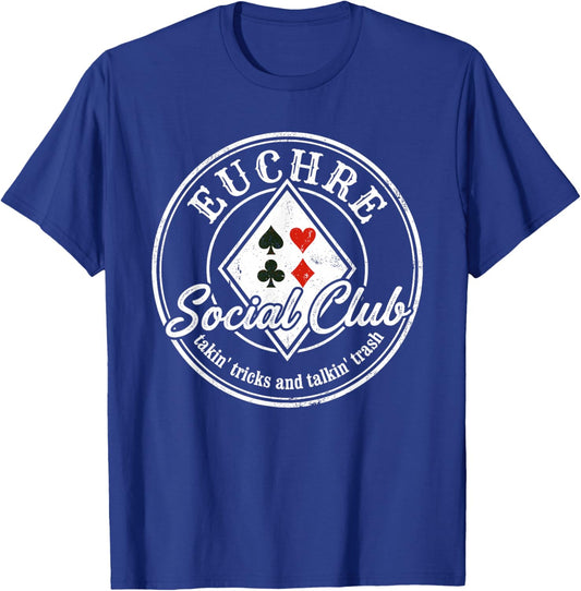 I Love Euchre Graphic Heart Tournament Design T-Shirt - T-Shirt | Royal