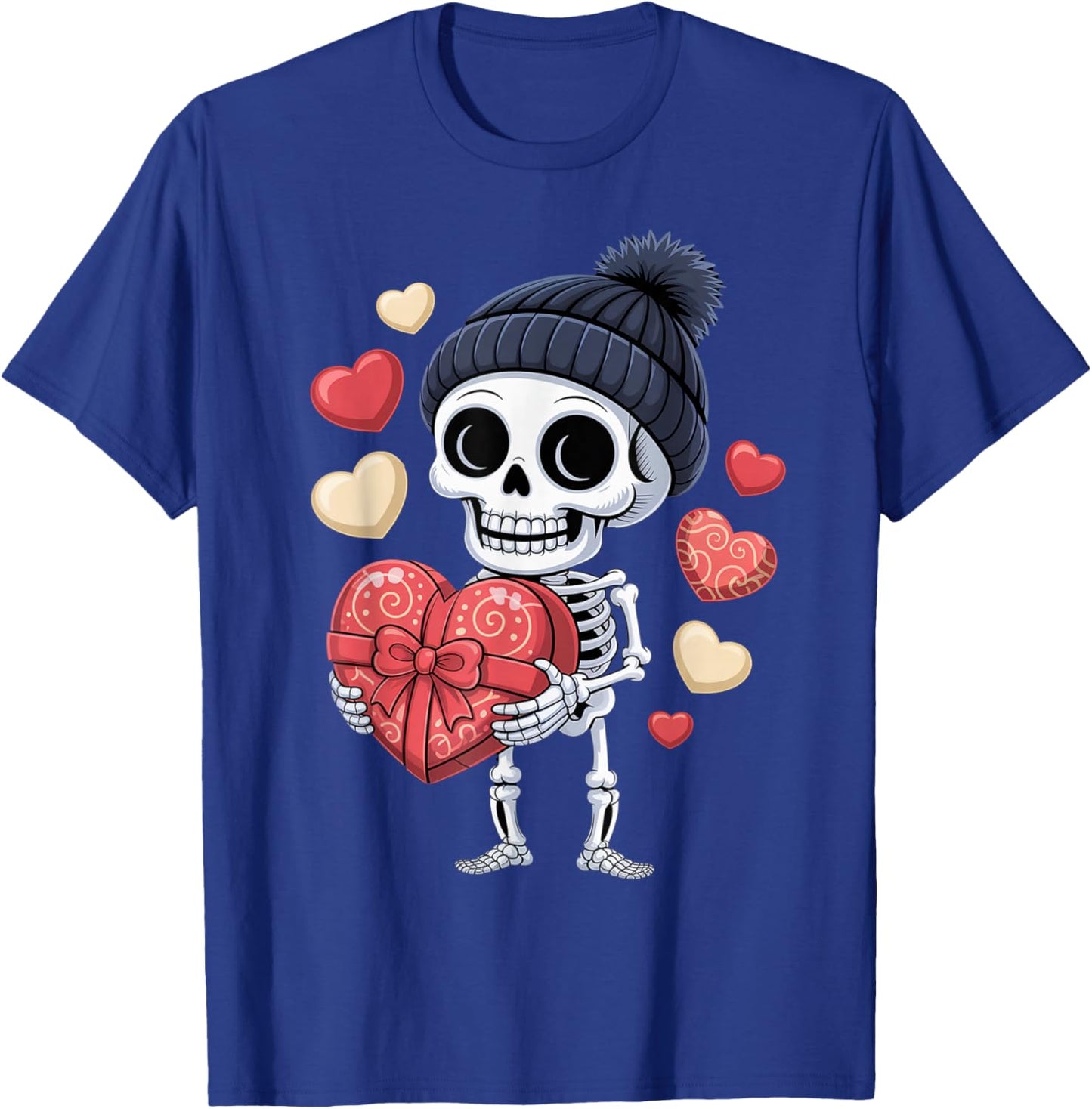 Valentine´s Day Skeleton Holding Big Heart Love T-Shirt - T-Shirt | Royal