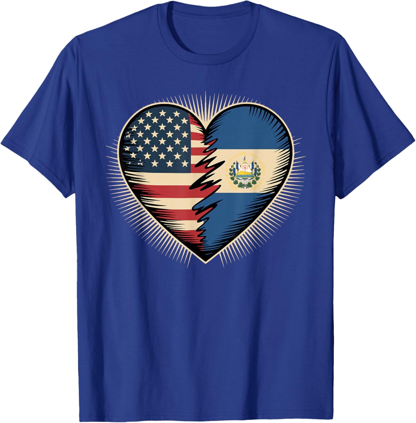 Half American Salvadoran Roots USA El Salvador T-Shirt - T-Shirt | Royal