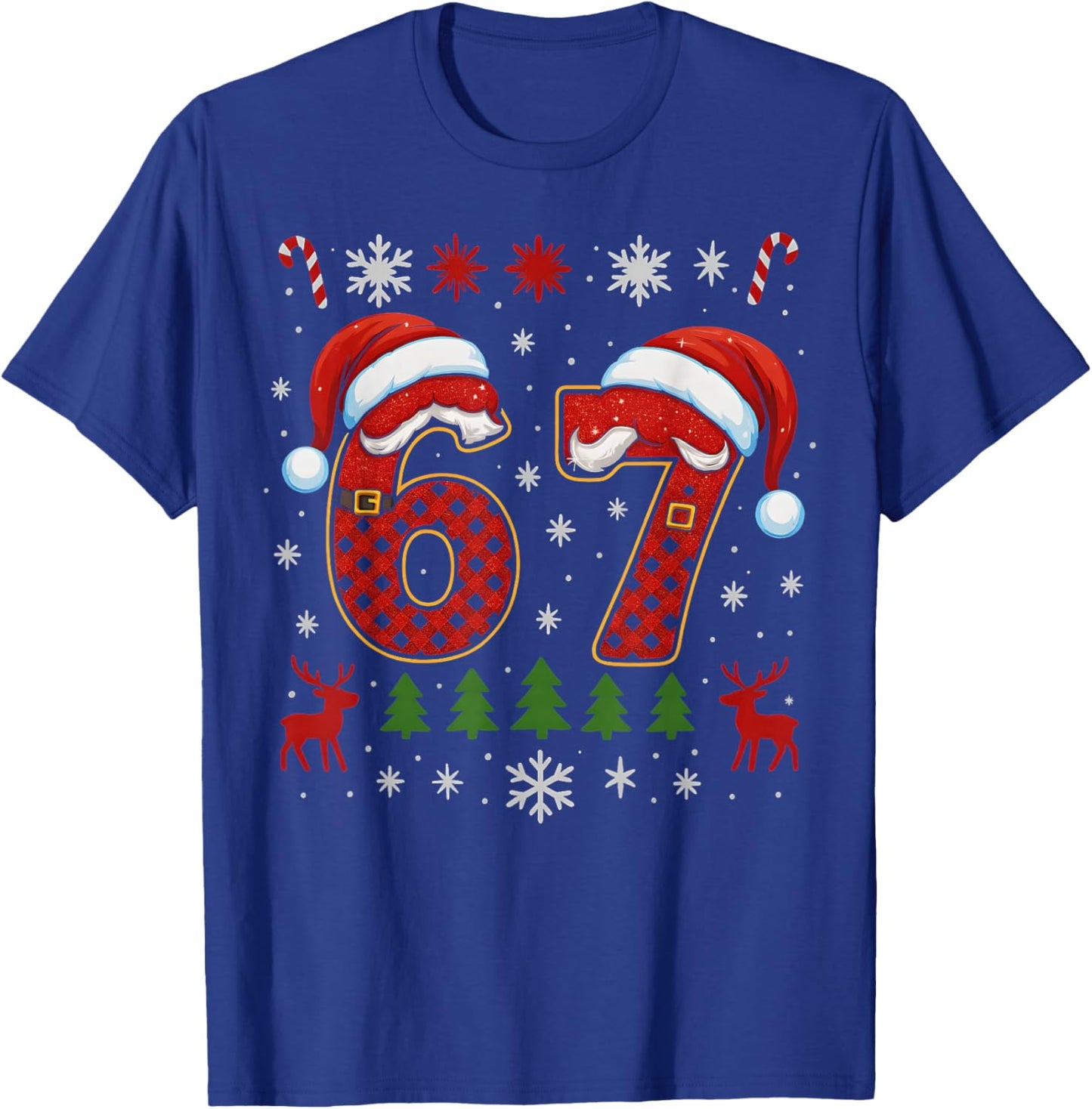 HUGvyn Funny 67 Six Seven Squad Meme Christmas Ugly Sweater T-Shirt - T-Shirt | Royal