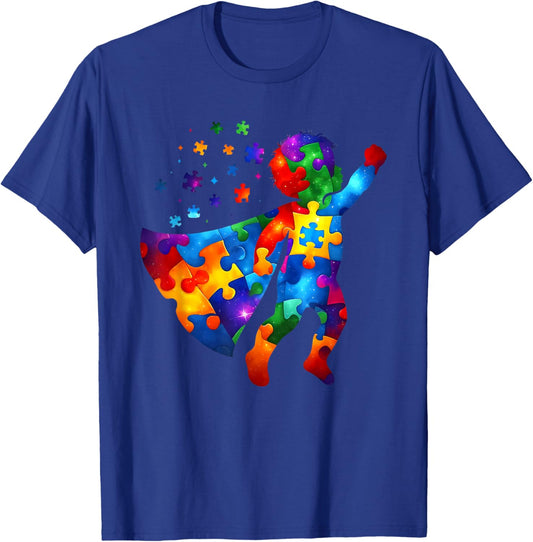Autism is My Superpower Autism Awareness Puzzle Kids Mom T-Shirt - T-Shirt | Royal
