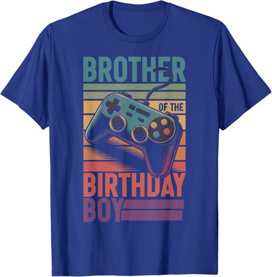 Brother of The Birthday Boy Vintage Gamer Matching Birthday T-Shirt - T-Shirt | Royal