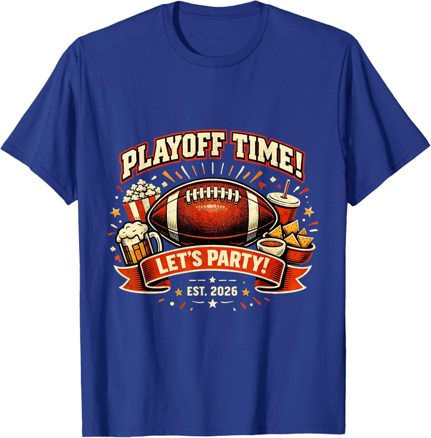Watch Party 2026 Playoff Game Day Football Friends Snacks T-Shirt - T-Shirt | Royal