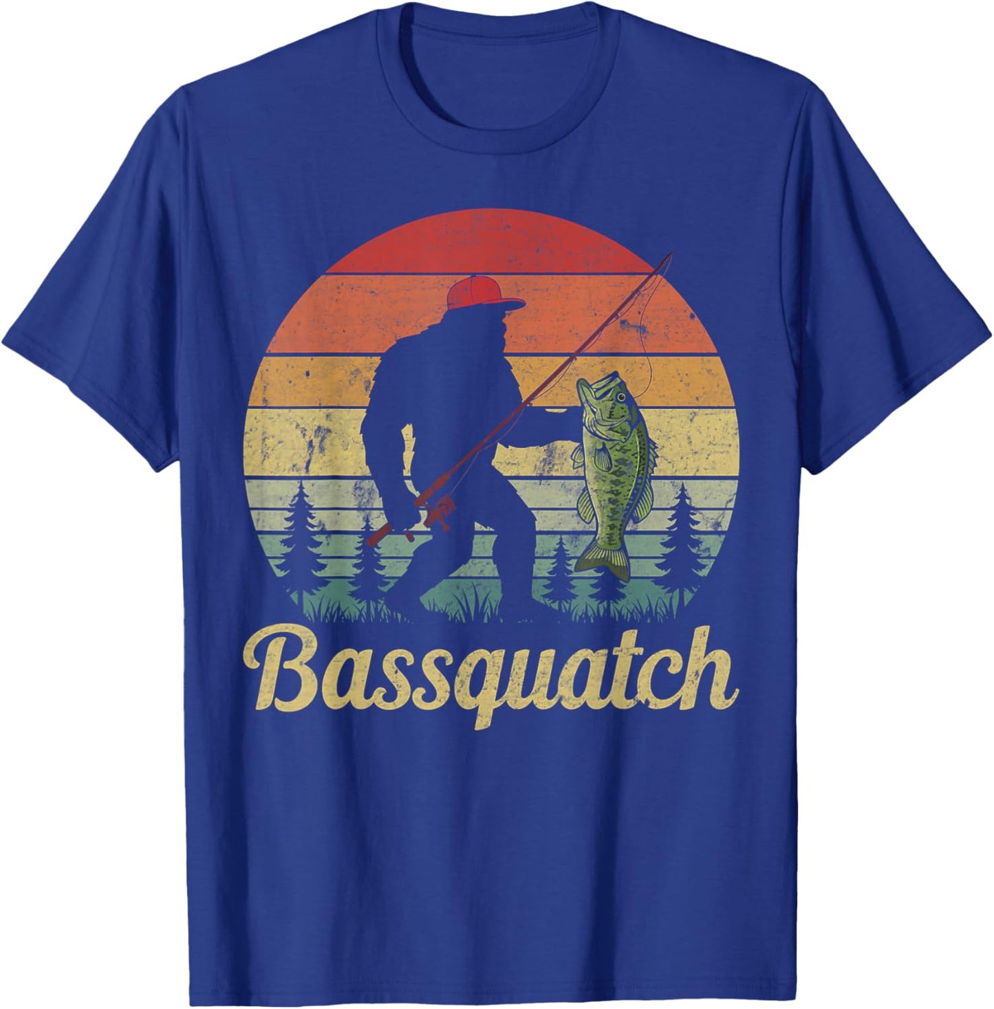Bassquatch Bass Fishing Humor Bigfoot UFO Sasquatch Gifts T-Shirt - T-Shirt | Royal
