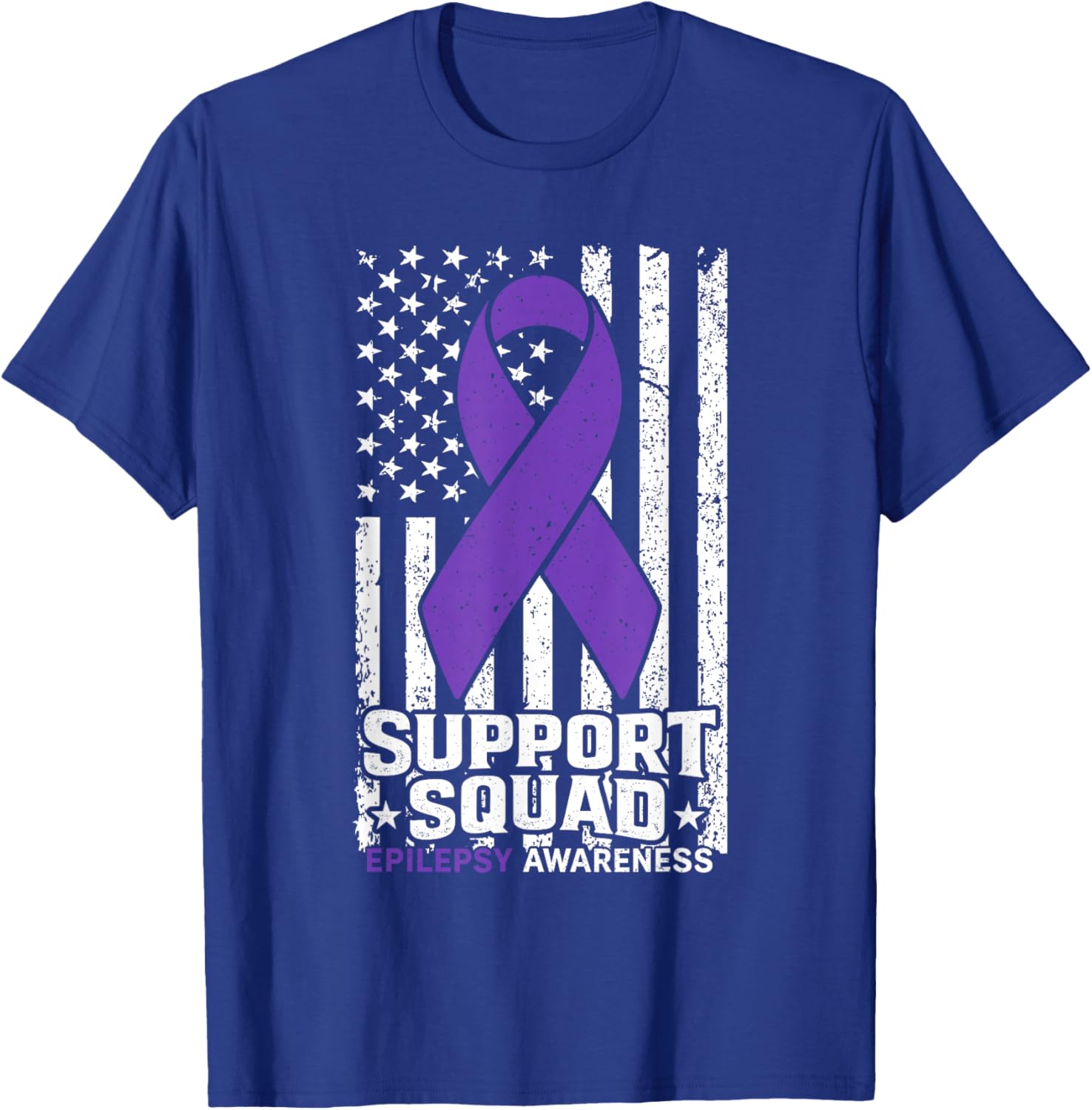 Support Squad American Flag Purple Epilepsy Awareness T-Shirt - T-Shirt | Royal