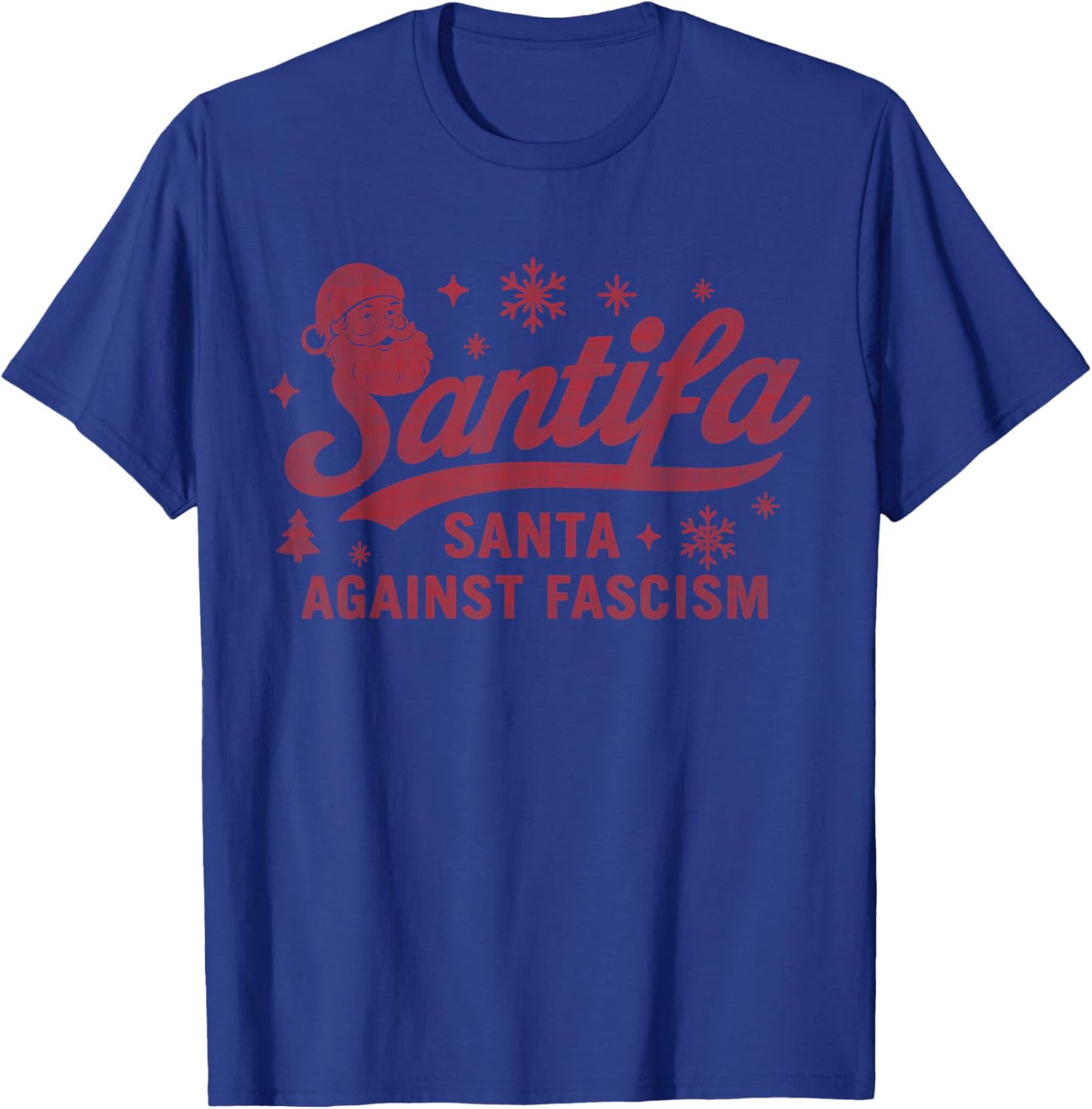 Santa Against Fascism Vintage SANTIFA T-Shirt - T-Shirt | Royal