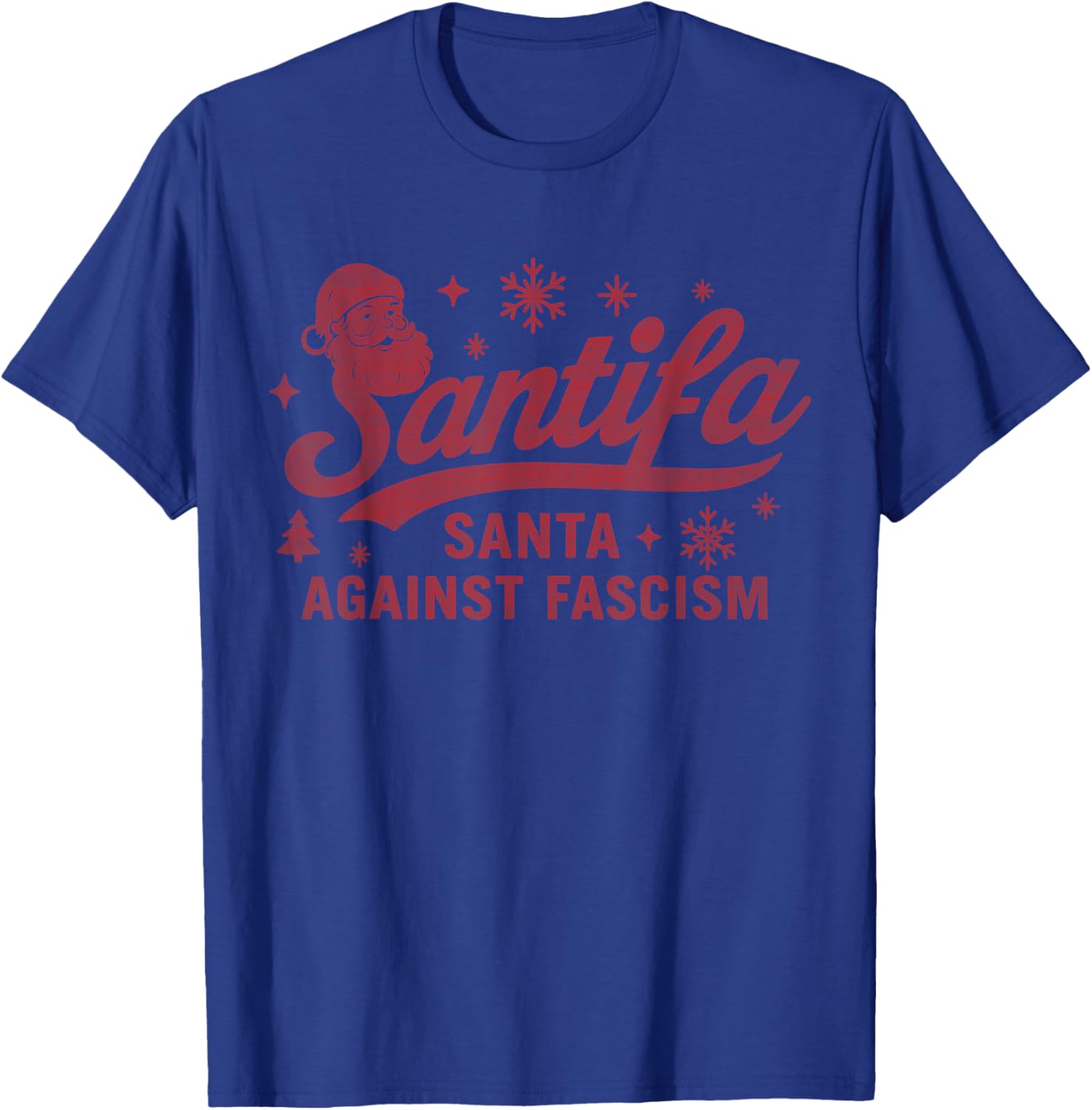 Santa Against Fascism Vintage SANTIFA T-Shirt - T-Shirt | Royal