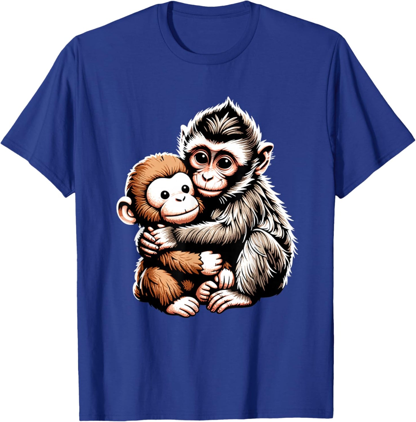 Punch Macaque Baby Monkey Hugging Stuffed Toy Animal Art T-Shirt - T-Shirt | Royal
