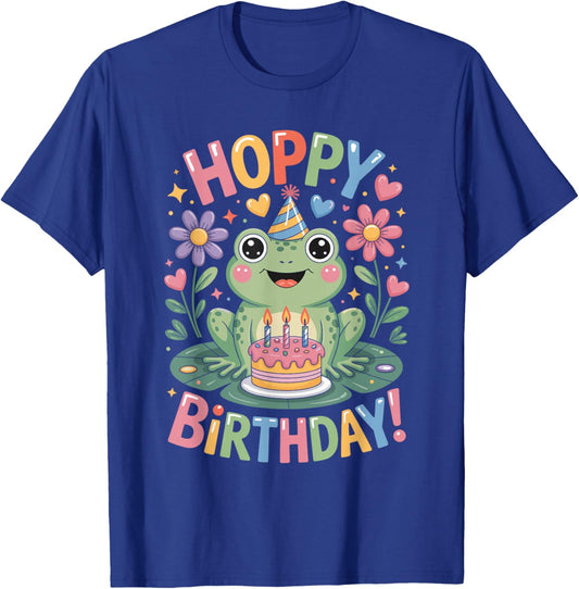 Cute Frog Birthday Hoppy Birthday T-Shirt - T-Shirt | Royal