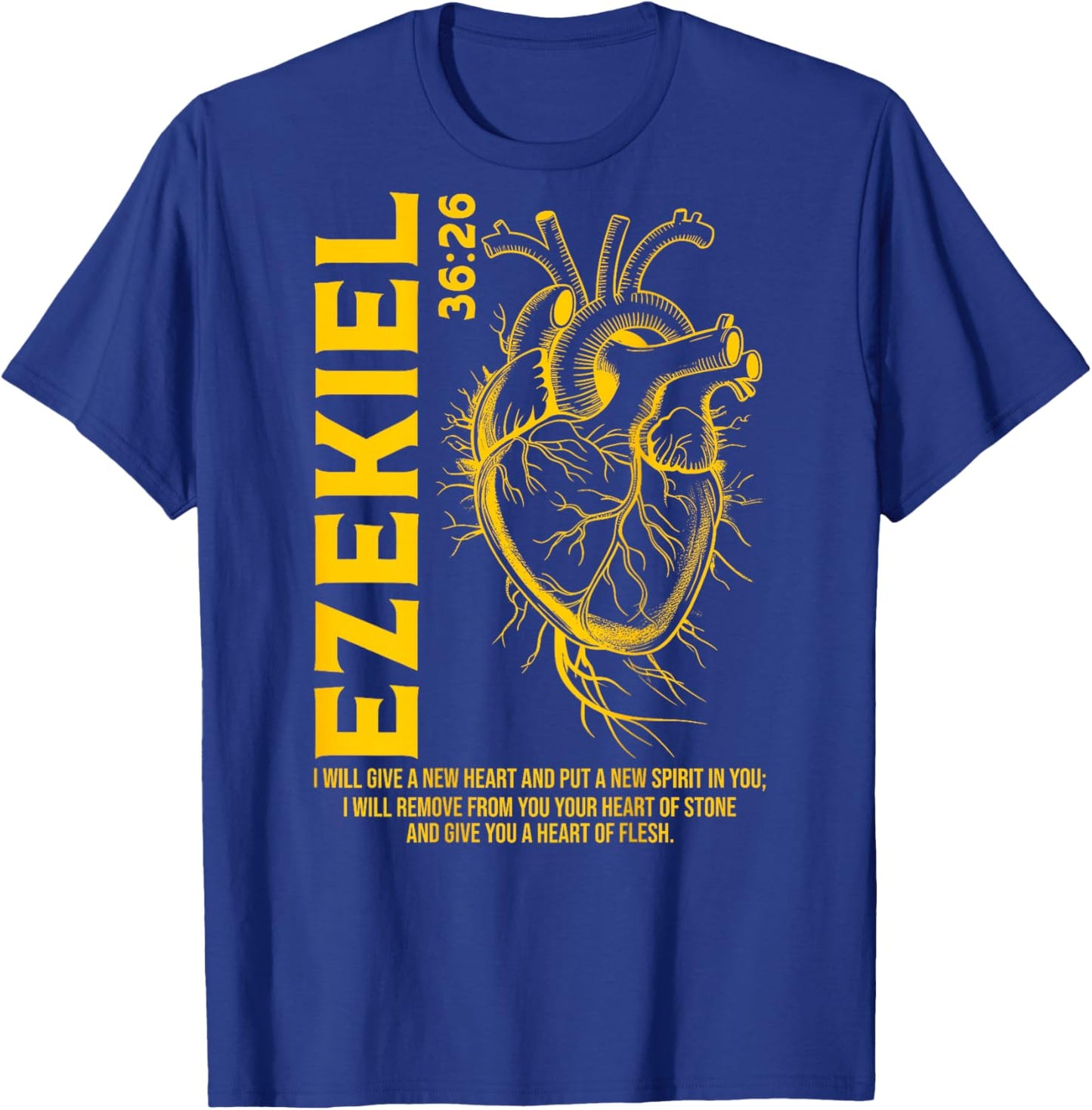Vintage Ezekiel 36-26 Heart of Flesh Bible Verse Christian T-Shirt - T-Shirt | Royal