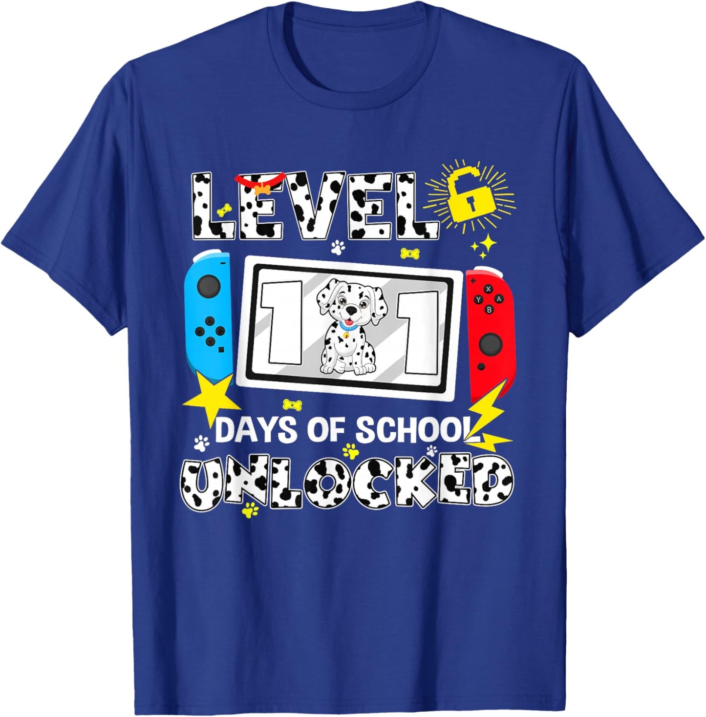 Level Unlocked Game Controller 101 Days School 100 Days T-Shirt - T-Shirt | Royal