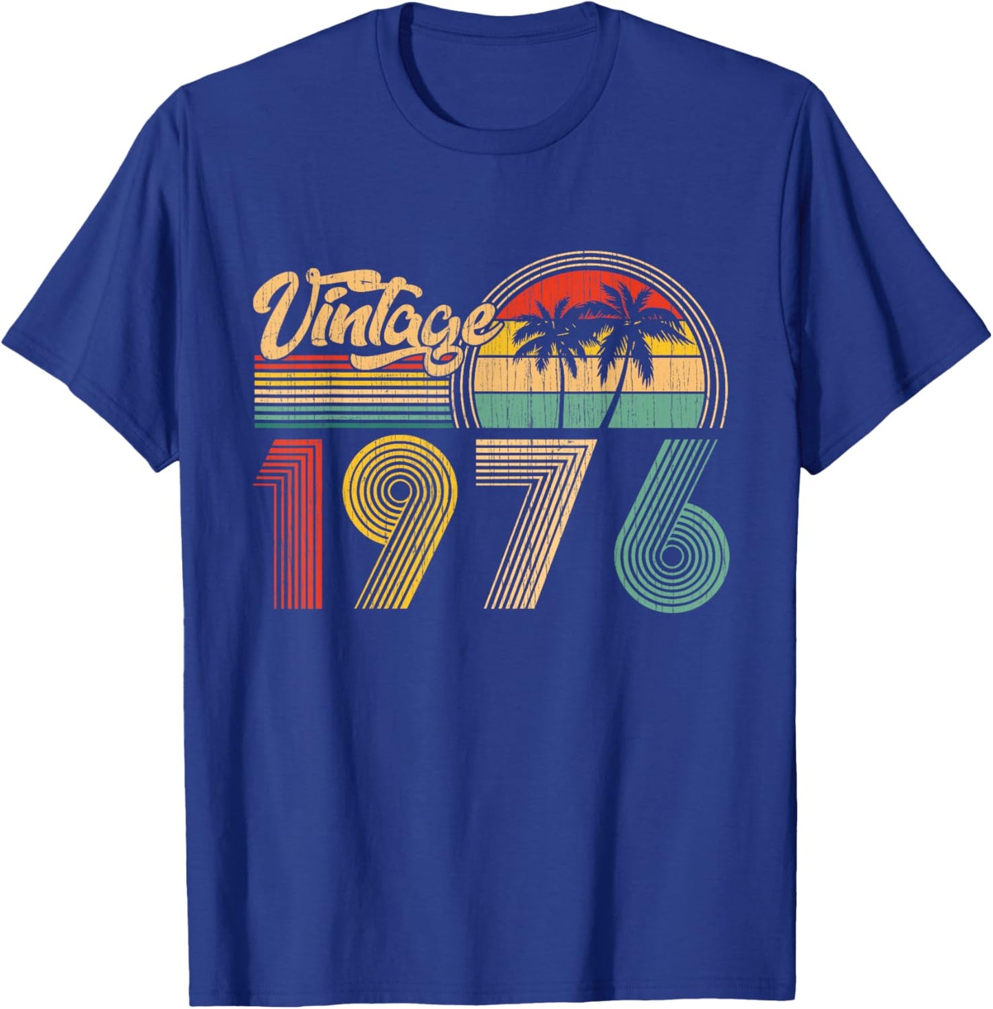 50th Birthday Gifts Vintage Made in 1976 50 Years Old Retro T-Shirt - T-Shirt | Royal