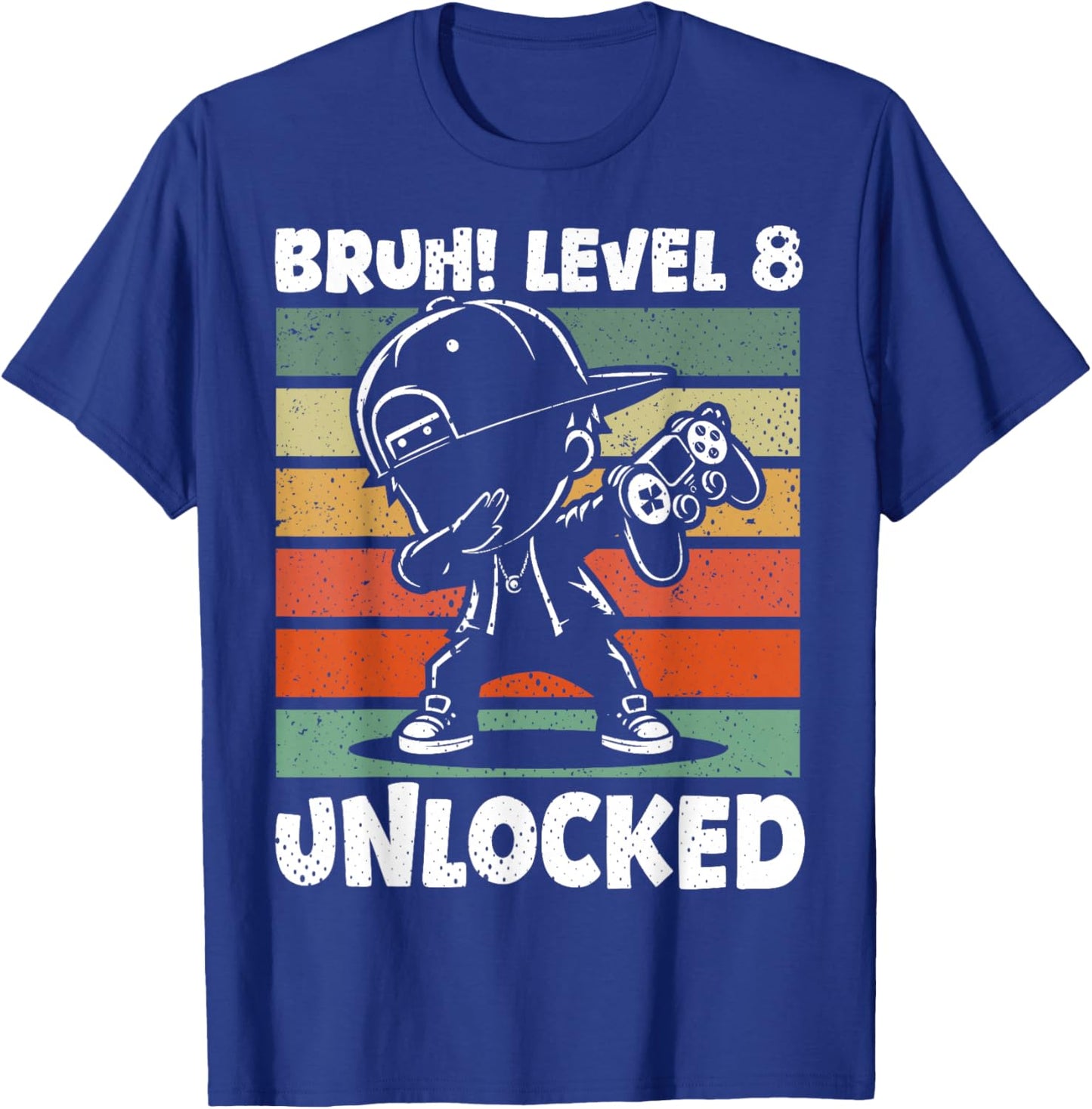 Bruh Level 8 Unlocked 8 Year Old 8th Birthday Dabbing Boy T-Shirt - T-Shirt | Royal