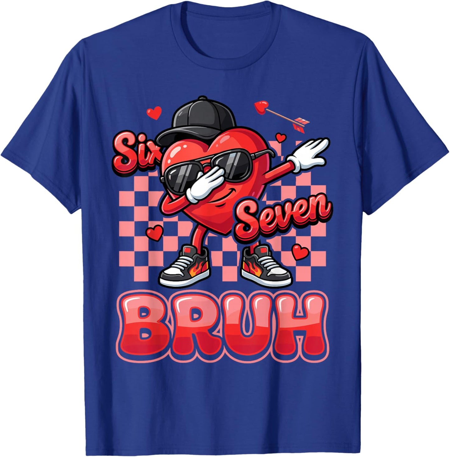 Six Seven Bruh 67 Funny Heart Dab Valentines Day for Boys T-Shirt - T-Shirt | Royal